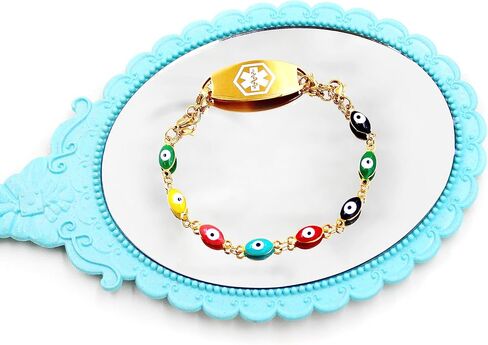 Uloveido Personalized Emergency Medical Alert Bracelet | Evil Eye Protection Bracelets Lucky Friendship Bracelets for Women in Kuwait