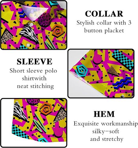 Funny Golf Shirts for Men,Funny Golf Polos for Men Short Sleeve,Mens 70s 80s Outfit Funny Hawaiian Golf Shirt in Saudi Arabia