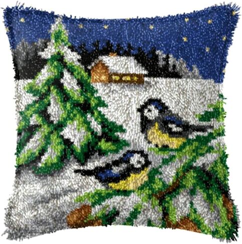 LAPATAIN Latch Hook Kits for DIY Throw Pillow Cover,Pine Tree Needlework Cushion Cover Hand Craft Crochet 17x17inch in Saudi Arabia