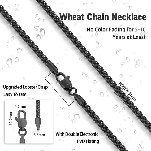 Jewlpire Italian Silver Wheat Chain/14k Gold Chain Necklace for Men, 2.5mm 3mm Chains for Men, Stainless Steel Necklace Chains for Men and Women, Mens Chain Necklace 16 18 20 22 24 26 Inch in Saudi Arabia