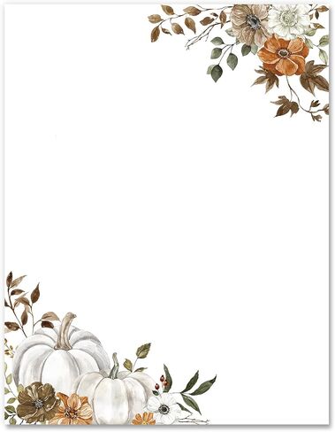 AnyDesign 60 Sheets Fall Stationery Letterhead Paper Watercolor Pumpkin Pattern Writing Letter Paper Autumn Note Greeting Paper for Thanksgiving Party Invitation Printing, 8.5 x 11 Inch in Saudi Arabia
