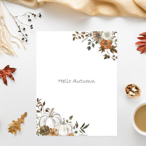AnyDesign 60 Sheets Fall Stationery Letterhead Paper Watercolor Pumpkin Pattern Writing Letter Paper Autumn Note Greeting Paper for Thanksgiving Party Invitation Printing, 8.5 x 11 Inch in Saudi Arabia