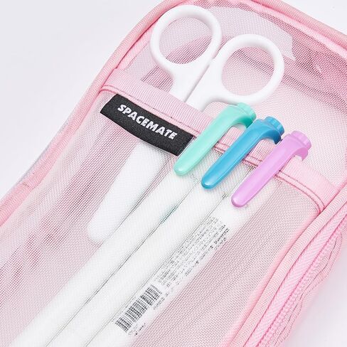 Pencil Case Pouch Bag School Supplies for Girls and Boys, Clear Mesh Aesthetic Pen Case, Large Big Capacity Zipper Stationery Bag for Women Men Adults, Pink, 1000ml in Saudi Arabia