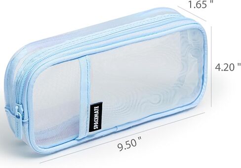 Pencil Case Pouch Bag School Supplies for Girls and Boys, Clear Mesh Aesthetic Pen Case, Large Big Capacity Zipper Stationery Bag for Women Men Adults, Pink, 1000ml in Saudi Arabia