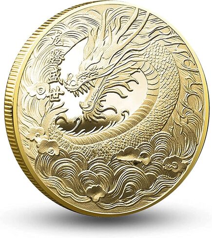 عملة لونج الذهبية الصينية المحظوظة - جذب الحظ الجيد - أداة خدش تذكرة اليانصيب - عملة تحدي الحظ الجيد in Kuwait