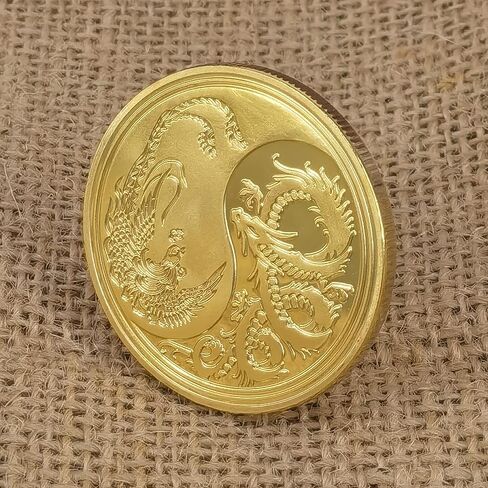 الصينية التقليدية لونغ وفينيكس الرسوم البيانية الثمانية التحدي عملة عملة محظوظة لخدش تذاكر اليانصيب in Kuwait