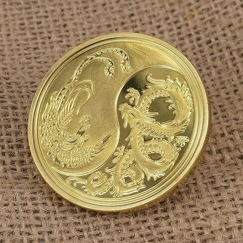 الصينية التقليدية لونغ وفينيكس الرسوم البيانية الثمانية التحدي عملة عملة محظوظة لخدش تذاكر اليانصيب in Kuwait