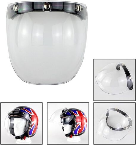 عدسة Gigicloud Flip Up Down Shield Visor Lens، ريترو 3-Snap واقي من الشمس واقي من الشمس فقاعة ميرو لخوذات الوجه للدراجات النارية، كهرماني in Kuwait