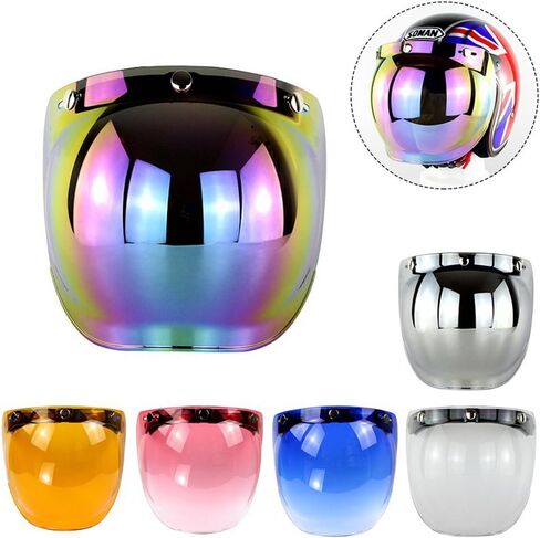 عدسة Gigicloud Flip Up Down Shield Visor Lens، ريترو 3-Snap واقي من الشمس واقي من الشمس فقاعة ميرو لخوذات الوجه للدراجات النارية، كهرماني in Kuwait