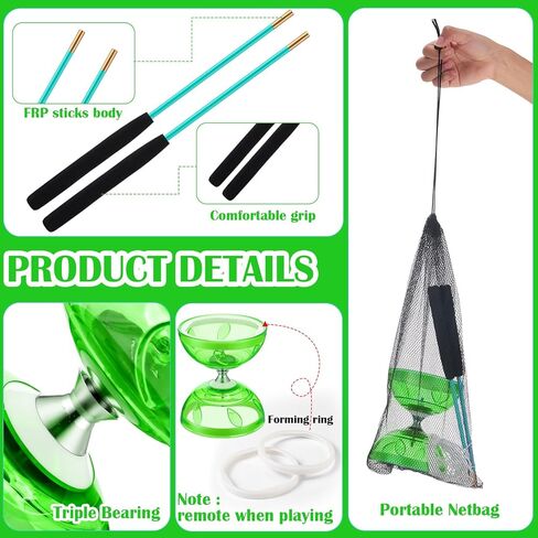 تتضمن مجموعة يويو ديابولو الصينية ديابولو ملون مع قطعتين من عصي ديابولو، وقطعة واحدة من خيط ديابولو، وحقيبة شبكية واحدة للمرح (أزرق) in Kuwait