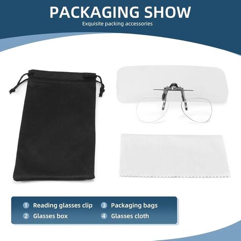 نظارات القراءة Riwissipa Clip On and Flip Up للجنسين عدسات مكبرة تحجب الضوء الأزرق بدون إطار in Kuwait