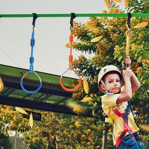 Ninja Rings Monkey Bars Swing Trapeze Bar Playground Swingset Rings Ninja Course for Kids Ninja Gymnastic Rings Backyard Ninjaline Obstacle Accessories (6 Color) in Saudi Arabia
