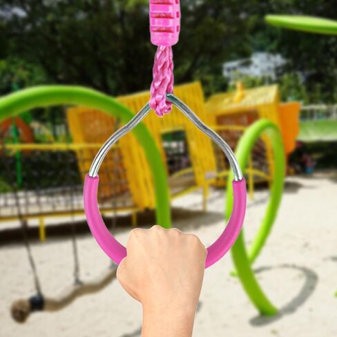 Ninja Rings Monkey Bars Swing Trapeze Bar Playground Swingset Rings Ninja Course for Kids Ninja Gymnastic Rings Backyard Ninjaline Obstacle Accessories (6 Color) in Saudi Arabia