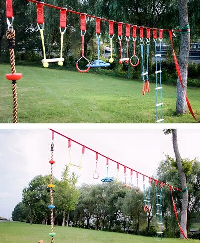 Ninja Rings Monkey Bars Swing Trapeze Bar Playground Swingset Rings Ninja Course for Kids Ninja Gymnastic Rings Backyard Ninjaline Obstacle Accessories (6 Color) in Saudi Arabia