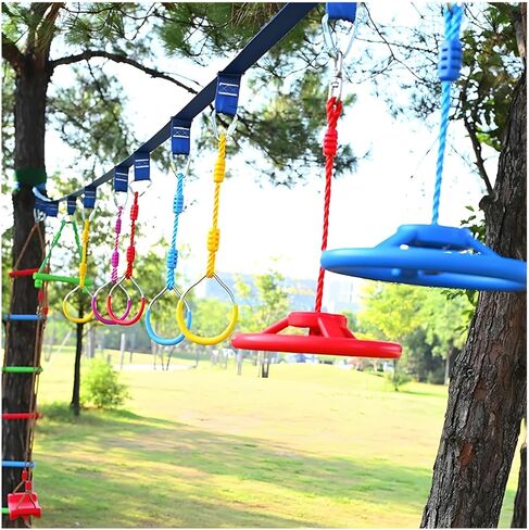Ninja Rings Monkey Bars Swing Trapeze Bar Playground Swingset Rings Ninja Course for Kids Ninja Gymnastic Rings Backyard Ninjaline Obstacle Accessories (6 Color) in Saudi Arabia