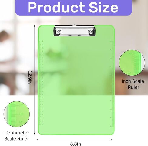 Plastic Clipboards A4/Letter Size 8.5x11 Clear Colored Clip Boards Hanging Hard Board with Low Profile Clip for Outdoors Indoors Painting Note-Taking Writing Pads Document Storage 6 Pack in Saudi Arabia