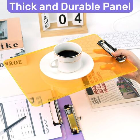 Plastic Clipboards A4/Letter Size 8.5x11 Clear Colored Clip Boards Hanging Hard Board with Low Profile Clip for Outdoors Indoors Painting Note-Taking Writing Pads Document Storage 6 Pack in Saudi Arabia