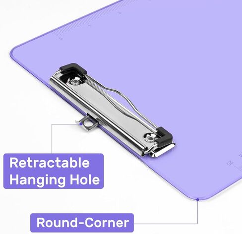 Plastic Clipboards A4/Letter Size 8.5x11 Clear Colored Clip Boards Hanging Hard Board with Low Profile Clip for Outdoors Indoors Painting Note-Taking Writing Pads Document Storage 6 Pack in Saudi Arabia