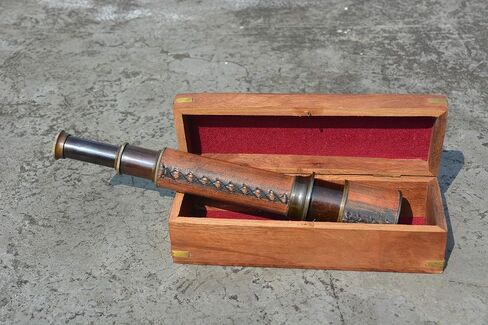 16 inch Handheld Brass Antique Telescope with Wooden Box - Pirate Navigation Collectible Item in Saudi Arabia