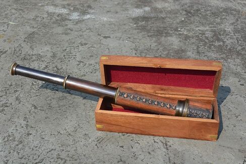 16 inch Handheld Brass Antique Telescope with Wooden Box - Pirate Navigation Collectible Item in Saudi Arabia