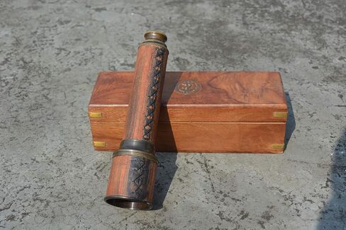 16 inch Handheld Brass Antique Telescope with Wooden Box - Pirate Navigation Collectible Item in Saudi Arabia
