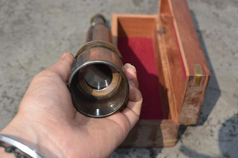 16 inch Handheld Brass Antique Telescope with Wooden Box - Pirate Navigation Collectible Item in Saudi Arabia