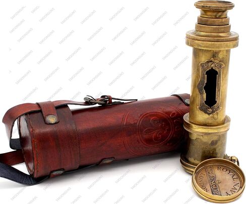 تلسكوب القراصنة النحاسي، تلسكوب مزخرف أحادي العين قابل للطي مع بصريات زجاجية للسفر كهدية، والمشي لمسافات طويلة، والصيد، والملاحة بدقة عالية، مع غطاء ولمسة نهائية من كوماندو أنتيك in Kuwait