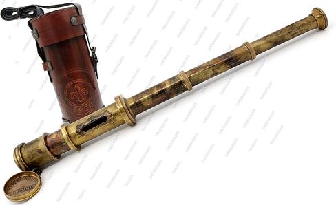 تلسكوب القراصنة النحاسي، تلسكوب مزخرف أحادي العين قابل للطي مع بصريات زجاجية للسفر كهدية، والمشي لمسافات طويلة، والصيد، والملاحة بدقة عالية، مع غطاء ولمسة نهائية من كوماندو أنتيك in Kuwait