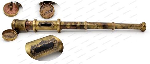 تلسكوب القراصنة النحاسي، تلسكوب مزخرف أحادي العين قابل للطي مع بصريات زجاجية للسفر كهدية، والمشي لمسافات طويلة، والصيد، والملاحة بدقة عالية، مع غطاء ولمسة نهائية من كوماندو أنتيك in Kuwait