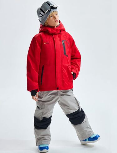 GEMYSE Boy's Waterproof Ski Snow Jacket Hooded Fleece Windproof Winter Jacket in Kuwait