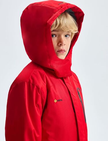 GEMYSE Boy's Waterproof Ski Snow Jacket Hooded Fleece Windproof Winter Jacket in Kuwait