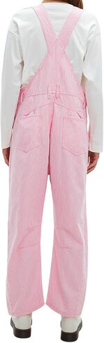 D-Sun Women's Striped Bib Overall Barrel Casual Tapered Overall Pants Wide Leg Adjustable Straps Stretch Jumpsuits in Saudi Arabia