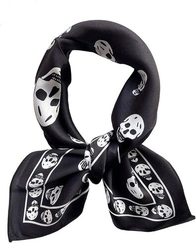 JERLA Women's Men's Small Square satin 100% Real Mulberry Silk Scarfs paisley Hair head face scarf 21" x 21" in Kuwait