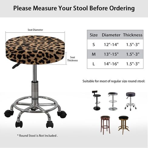 GLENLCWE Wild Leopard Cheetah Print Stool Covers Round Set of 2 Polyester Fashion Bar Stool Slipcovers Seat Cushion Elastic Round Non Slip Bar Stool Seat Covers,13-15inch in Kuwait