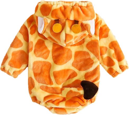Infant Boy Girl Halloween Animal Costume Newborn Baby Flannel Hooded Rompers Fall Winter Long Sleeve Fleece Bodysuit in Kuwait