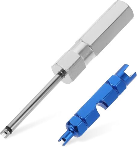 2Pcs Valve Stem Removal Tool Set, Presta & Schrader Valve Core Removal Tool, No Scratch Tire Valve Stem Puller Tool Bike Valve Core Repair Tool Stainless Steel Car Tire Repair Install Tool(Red) in Saudi Arabia