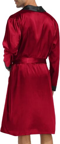 LecGee Men’s Satin Robe Long Sleeve Silk Kimono Bathrobe with Shorts Set Lightweight Sleepwear in Saudi Arabia