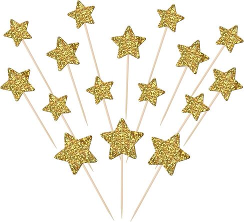 30 PCS Gold Little Star Cupcake Toppers Glitter Twinkle Star Cupcake Picks Baby Shower Cake Decorations for Wedding Engagement Bridal Shower Kids Birthday Party Supplies Mixed Size in Saudi Arabia