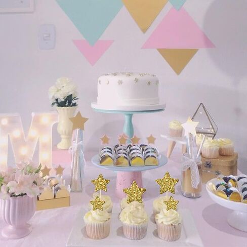 30 PCS Gold Little Star Cupcake Toppers Glitter Twinkle Star Cupcake Picks Baby Shower Cake Decorations for Wedding Engagement Bridal Shower Kids Birthday Party Supplies Mixed Size in Saudi Arabia