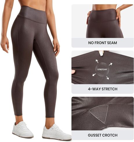 CRZ YOGA Butterluxe Womens Matte Faux Leather Leggings 25" - No Front Seam High Waist Stretch Tights Pleather Pants in Saudi Arabia