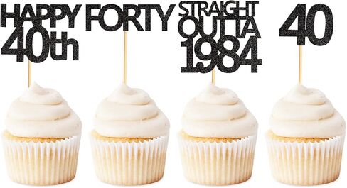 48 قطعة من أغطية الكب كيك باللون الأسود المستقيم من Outta 1994 Happy 30th Cupcake Toppers ثلاثين AF كب كيك زينة حفلات عيد الميلاد 30 عامًا | أسود 1994 in Kuwait