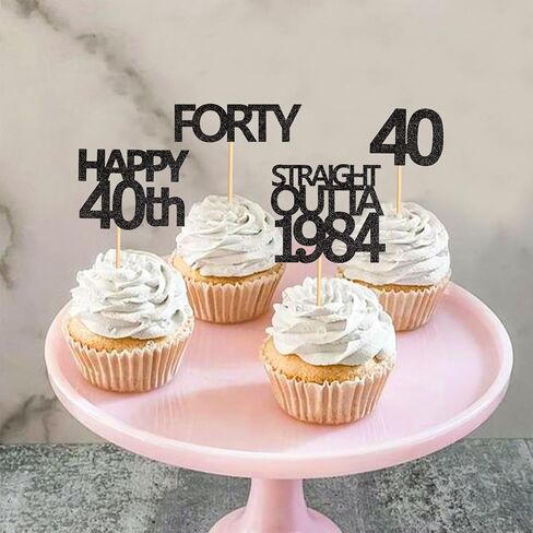 48 قطعة من أغطية الكب كيك باللون الأسود المستقيم من Outta 1994 Happy 30th Cupcake Toppers ثلاثين AF كب كيك زينة حفلات عيد الميلاد 30 عامًا | أسود 1994 in Kuwait