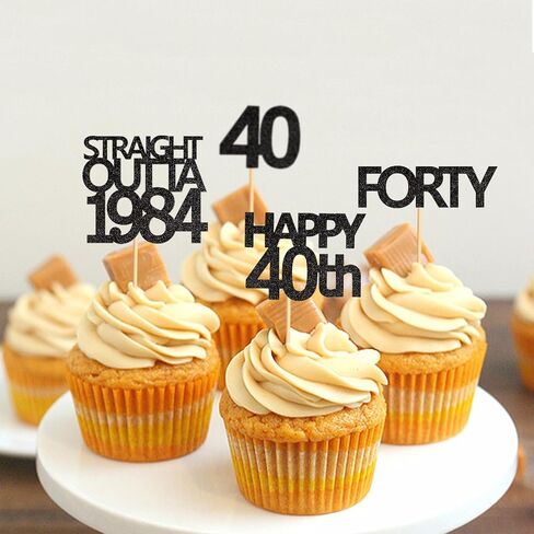 48 قطعة من أغطية الكب كيك باللون الأسود المستقيم من Outta 1994 Happy 30th Cupcake Toppers ثلاثين AF كب كيك زينة حفلات عيد الميلاد 30 عامًا | أسود 1994 in Kuwait