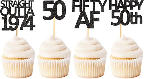48 قطعة من أغطية الكب كيك باللون الأسود المستقيم من Outta 1994 Happy 30th Cupcake Toppers ثلاثين AF كب كيك زينة حفلات عيد الميلاد 30 عامًا | أسود 1994 in Kuwait
