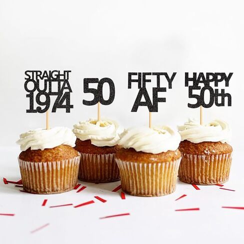 48 قطعة من أغطية الكب كيك باللون الأسود المستقيم من Outta 1994 Happy 30th Cupcake Toppers ثلاثين AF كب كيك زينة حفلات عيد الميلاد 30 عامًا | أسود 1994 in Kuwait