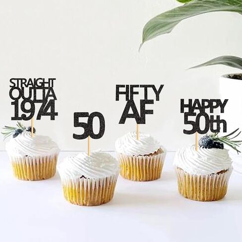 48 قطعة من أغطية الكب كيك باللون الأسود المستقيم من Outta 1994 Happy 30th Cupcake Toppers ثلاثين AF كب كيك زينة حفلات عيد الميلاد 30 عامًا | أسود 1994 in Kuwait