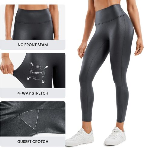 CRZ YOGA Butterluxe Womens Matte Faux Leather Leggings 25" - No Front Seam High Waist Stretch Tights Pleather Pants in Saudi Arabia