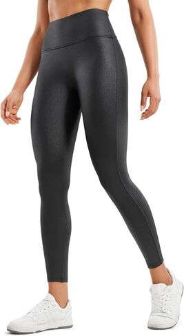 CRZ YOGA Butterluxe Womens Matte Faux Leather Leggings 25" - No Front Seam High Waist Stretch Tights Pleather Pants in Saudi Arabia