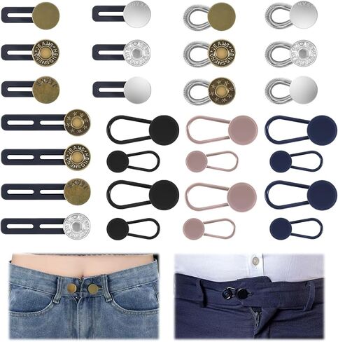Reaven 28 Pcs Pants Button Extender, 5 Sizes Button Extenders for Jeans, No Sewing Instant Waistband Extenders for Pants, Pant Extenders for Jeans, Pants Extender for Women Men 1-1.8 Inches in Saudi Arabia