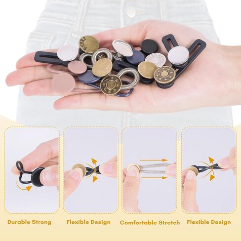 Reaven 28 Pcs Pants Button Extender, 5 Sizes Button Extenders for Jeans, No Sewing Instant Waistband Extenders for Pants, Pant Extenders for Jeans, Pants Extender for Women Men 1-1.8 Inches in Saudi Arabia
